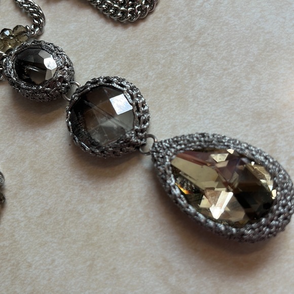 Vintage CHICOs Statement Necklace Vibes Medieval Look Steampunk Crystal Gray NEW - Picture 13 of 16